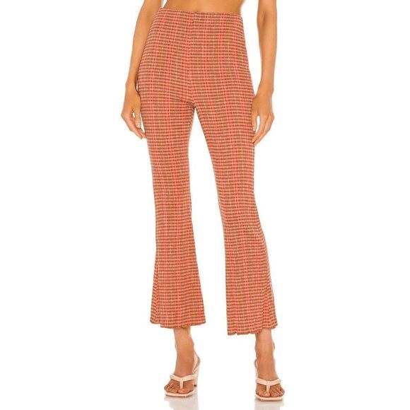 Free People Rust Combo Printed Fine Line Slim Pants Women's Size Small - Picture 1 of 8